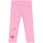 Younger Girls Pink Heart Leggings, 2, hi-res