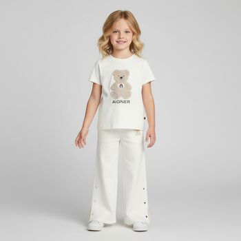 Girls Ivory Logo Trousers