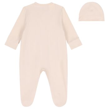 Baby Boys Beige Logo Babygrow & Hat Gift Set