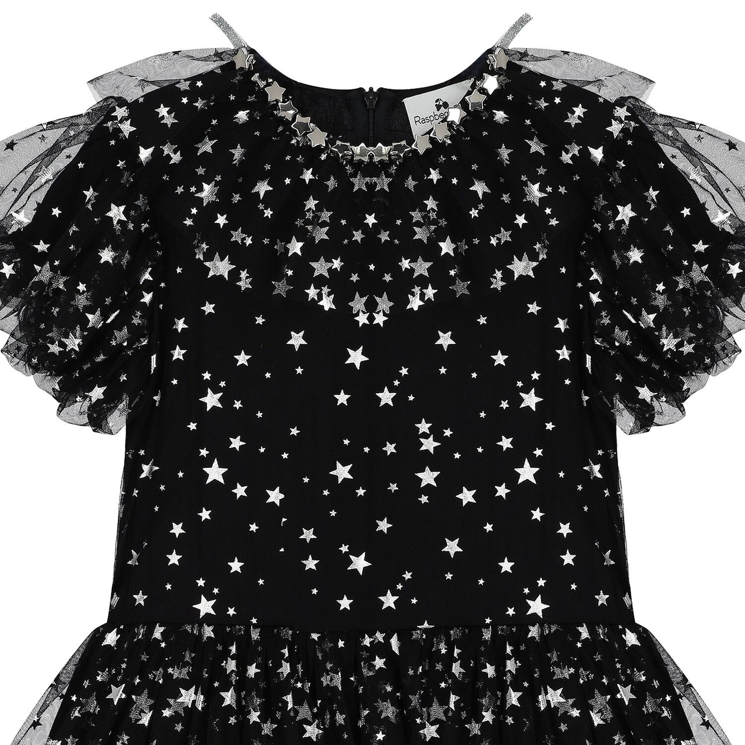 Girls Black Stars Tulle Dress, 1, hi-res image number null