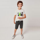 Boys White & Grey Graphic Shorts Set, 1, hi-res