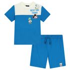 Boys Ivory & Blue Shorts Set, 1, hi-res