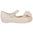 Girls Beige Bow Jelly Shoes, 1, hi-res