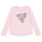 Girls Pink Logo Sequin Long Sleeve Top, 4, hi-res