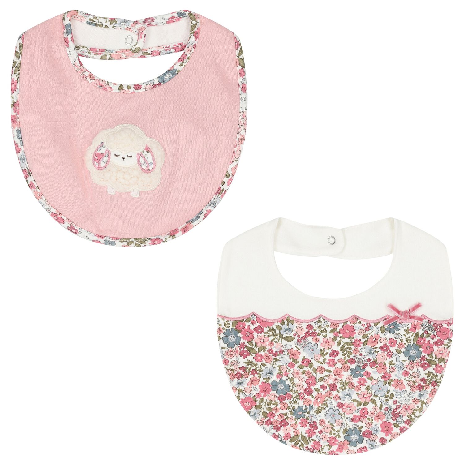 Baby Girls Ivory & Pink Bibs ( 2-Pack ), 1, hi-res