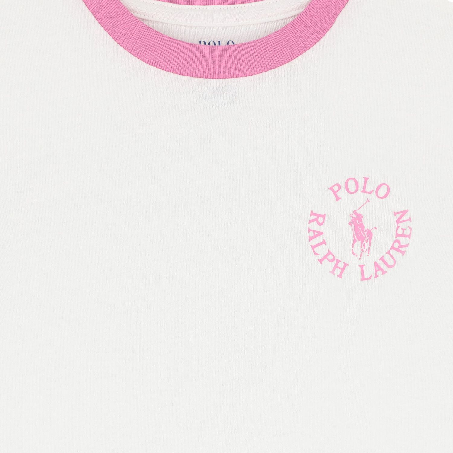 Girls White Cotton Logo T-Shirt, 1, hi-res