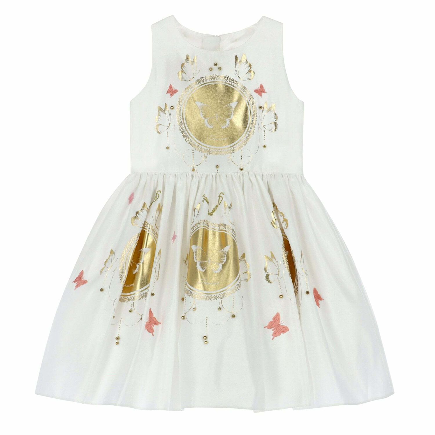 Girls white & Gold Dress, 1, hi-res image number null