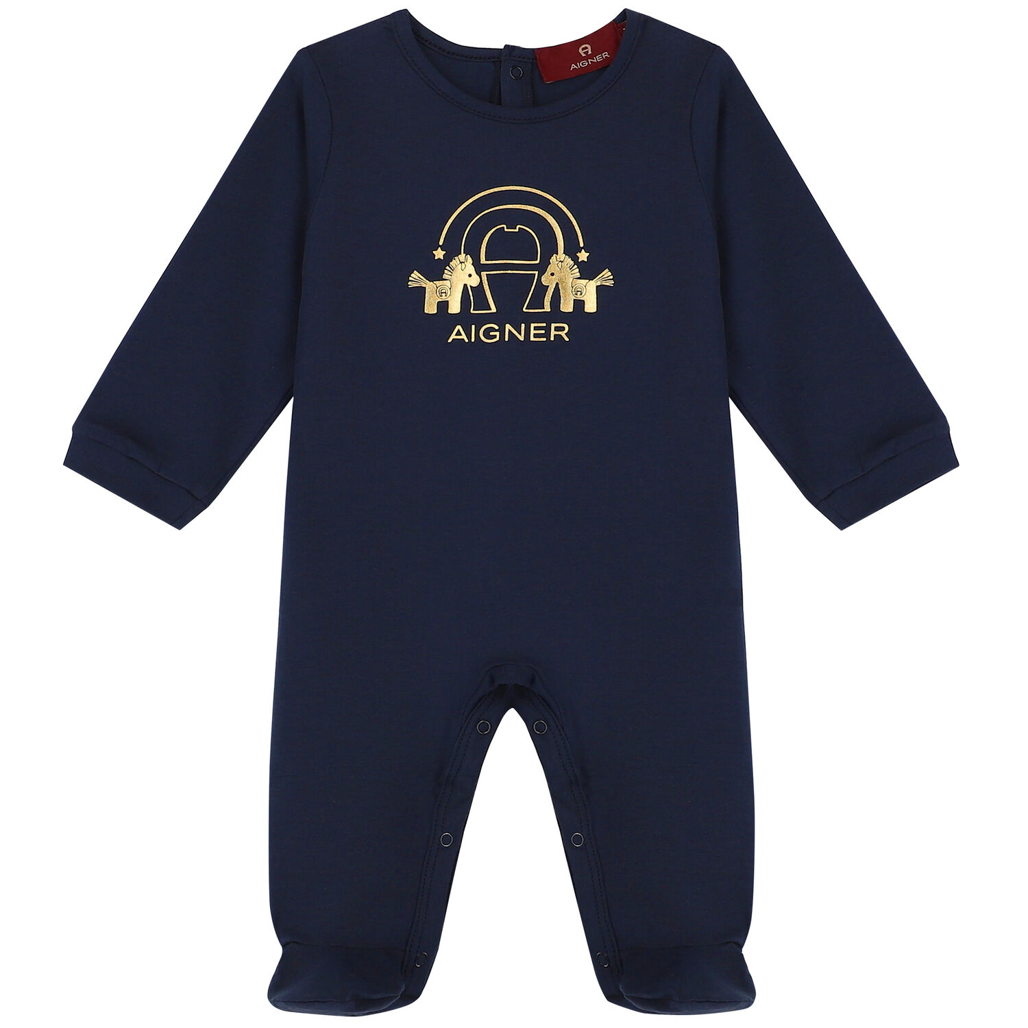 Navy & Gold Logo Babygrow, 2, hi-res