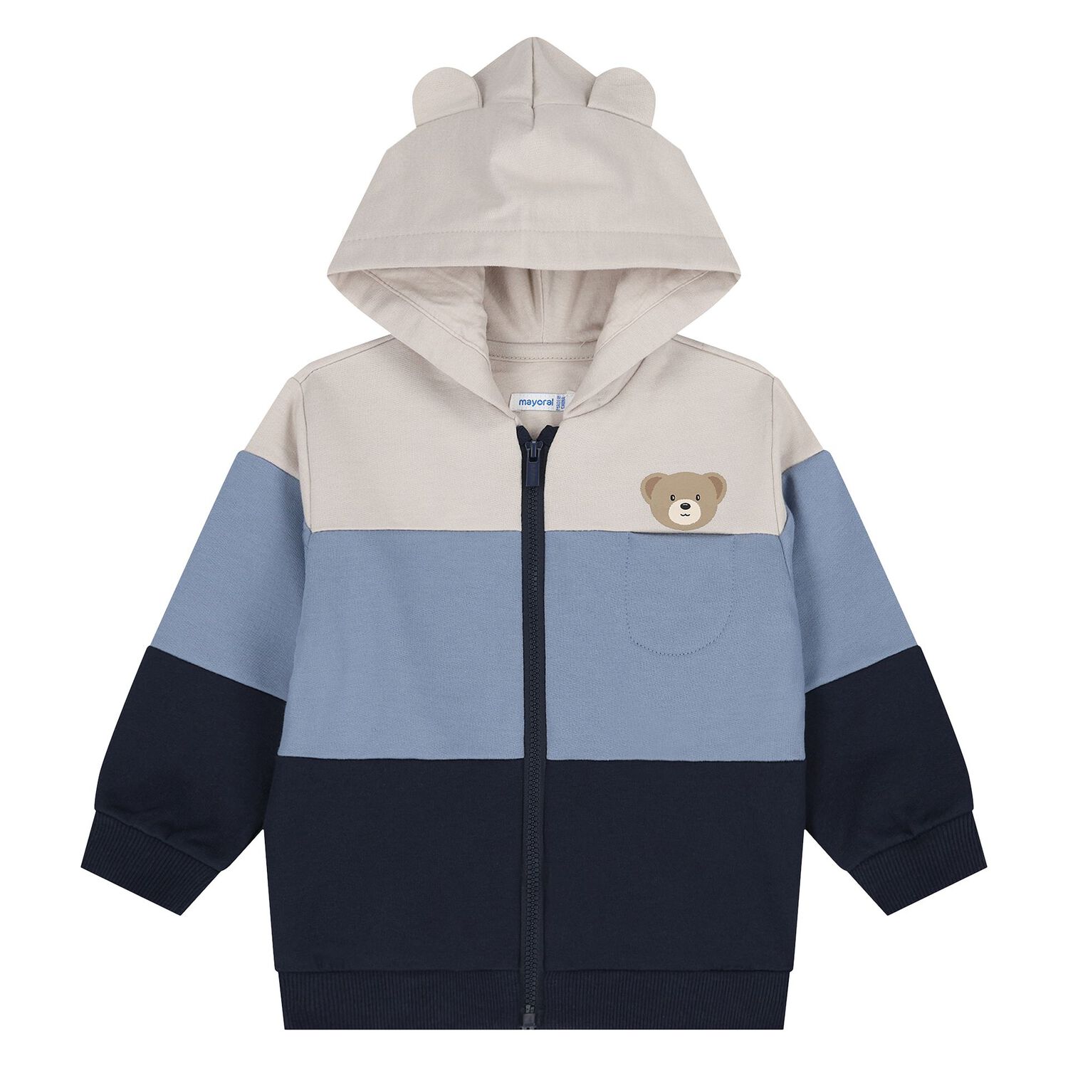 Younger Boys Blue, Beige & Navy Blue 3-Piece Tracksuit, 5, hi-res
