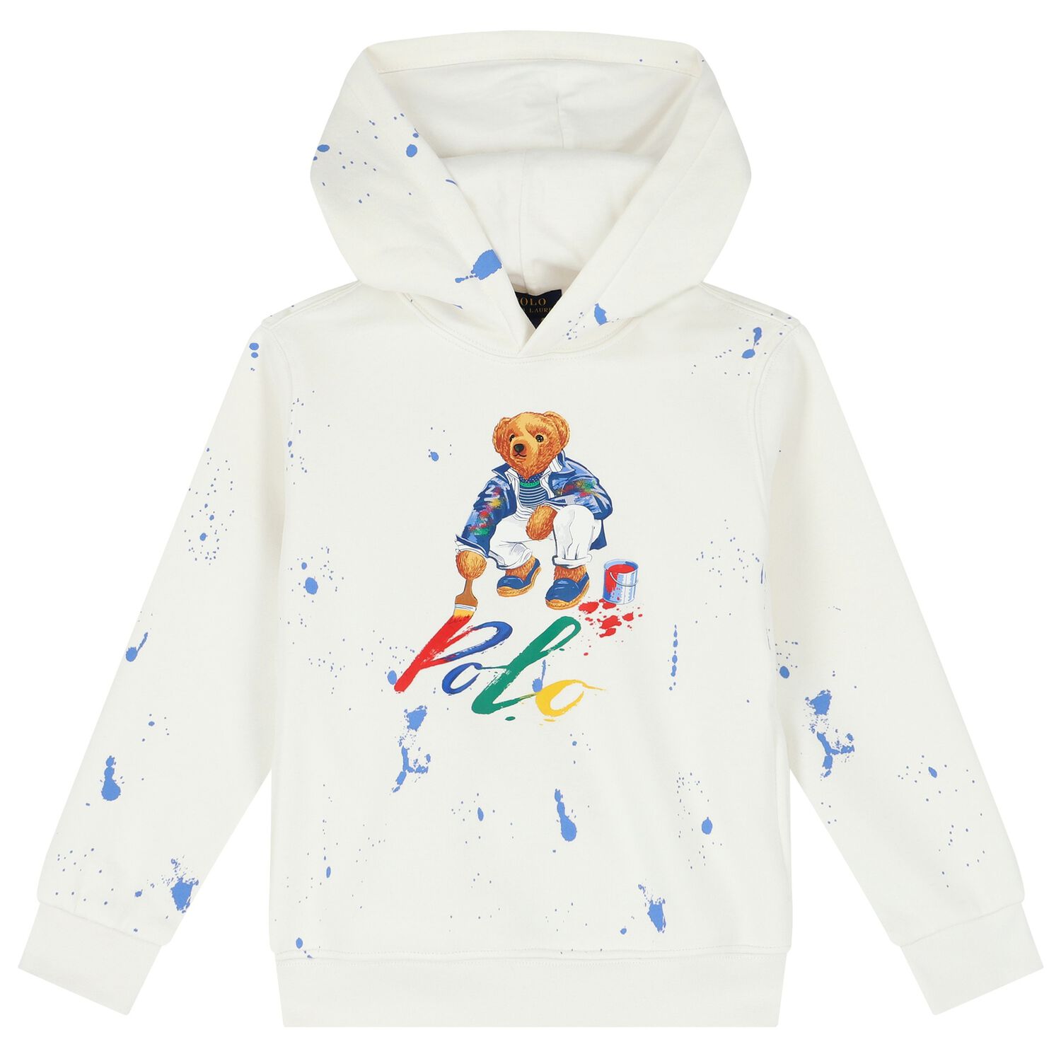 Boys White Logo Hooded Top, 1, hi-res