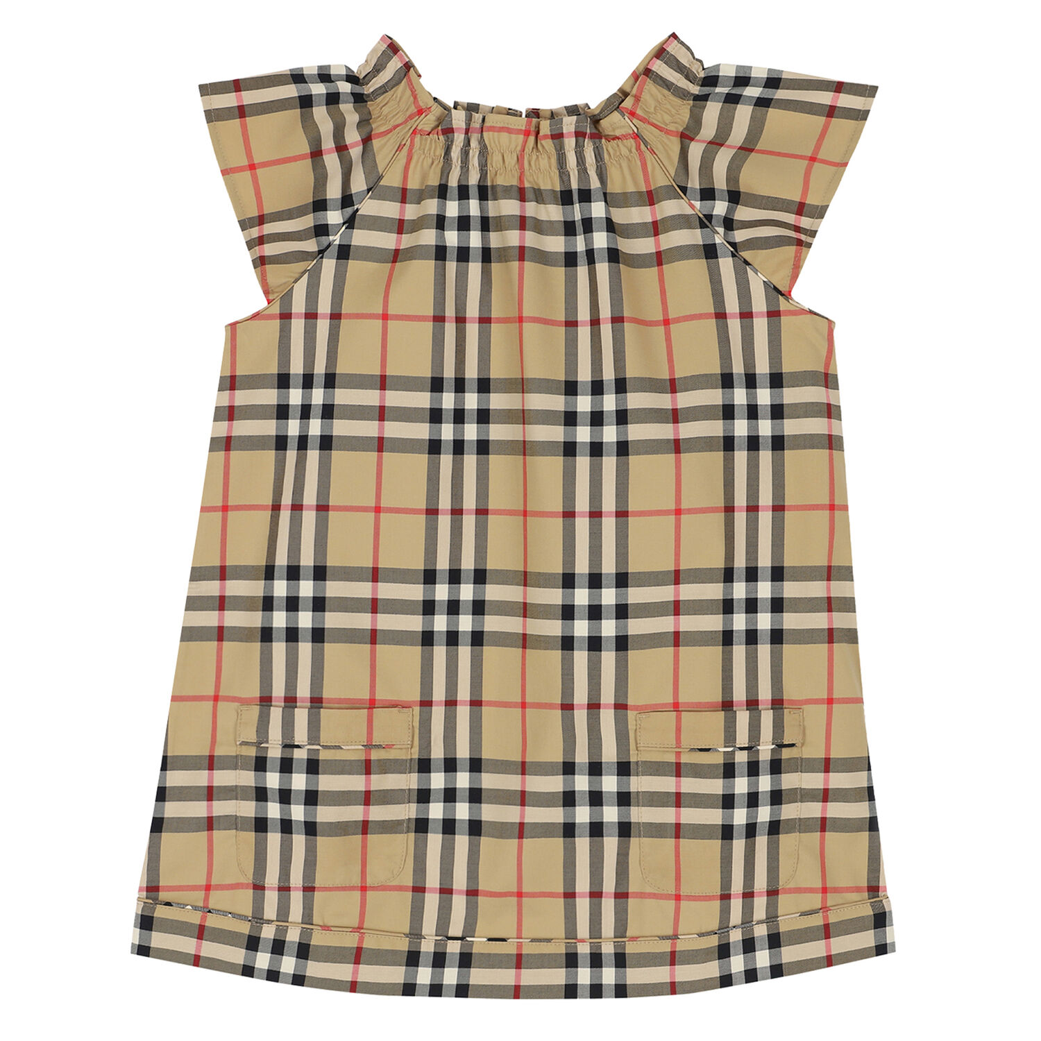 Younger Girls Beige Checkered Dress Set, 1, hi-res image number null