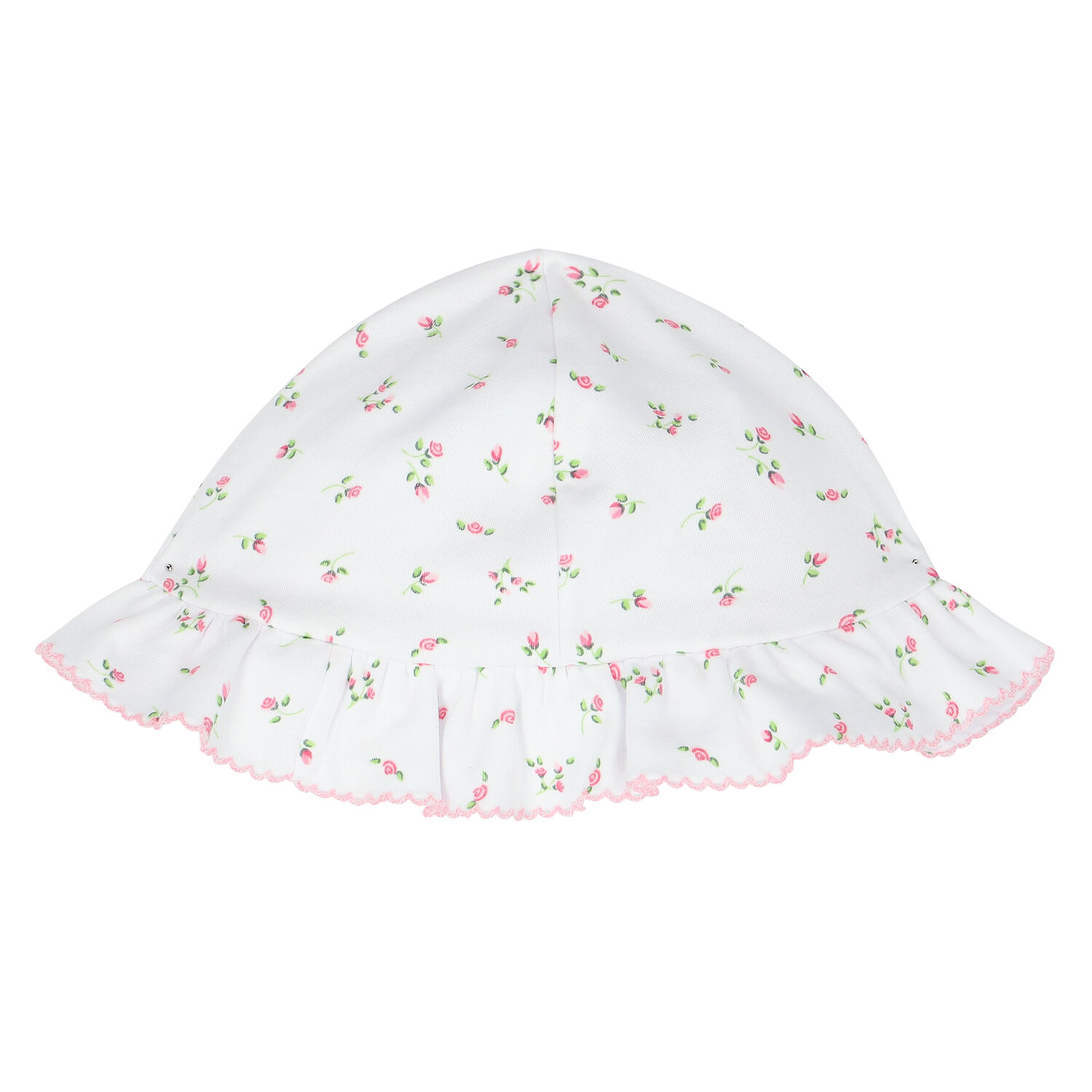 Baby Girls White & Pink Rose Hat, 1, hi-res