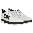 White & Black Leather Logo Trainers, 1, hi-res