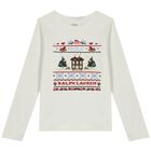 Girls Ivory Embroidered Long Sleeve Top, 1, hi-res