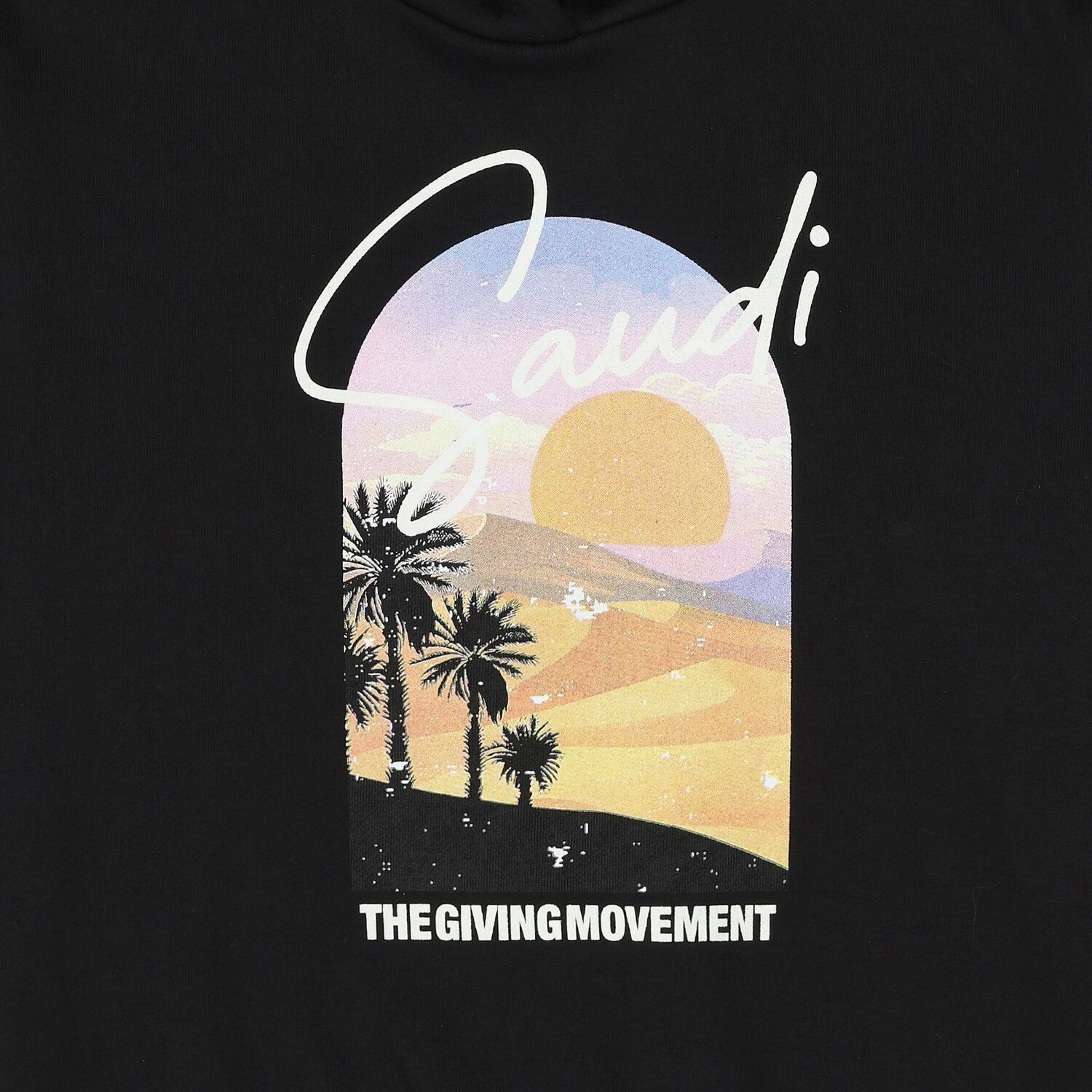 Black Saudi Graphic Logo Hooded Top, 1, hi-res