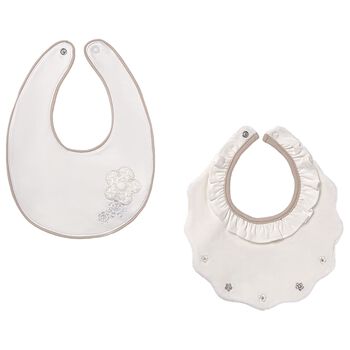 Baby Girls Ivory & Beige Bibs ( 2-Pack ) 