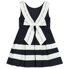 Girls Navy Blue Nautical Dress, 1, hi-res
