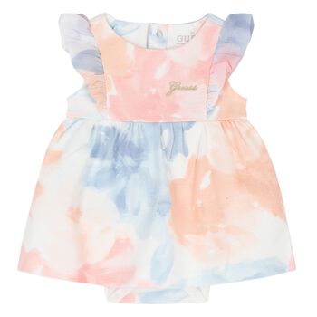 Baby Girls Pink & Blue Tie Dye Flower Print Bodysuit