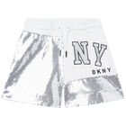 Girls White & Silver Sequin Shorts, 1, hi-res