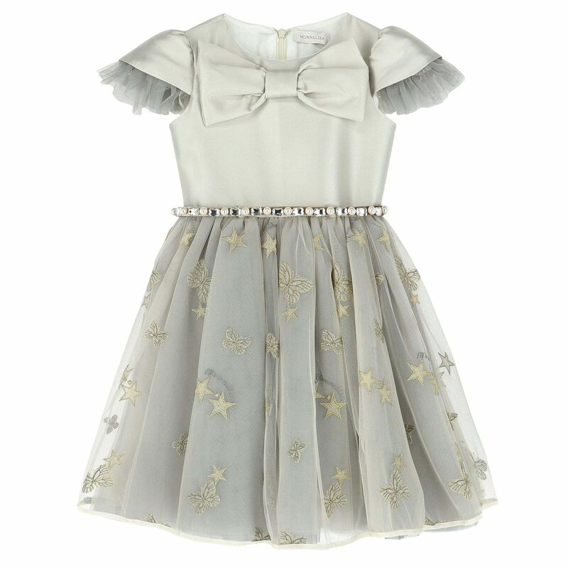 Girls Silver & Gold Tulle Dress, 1, hi-res image number null