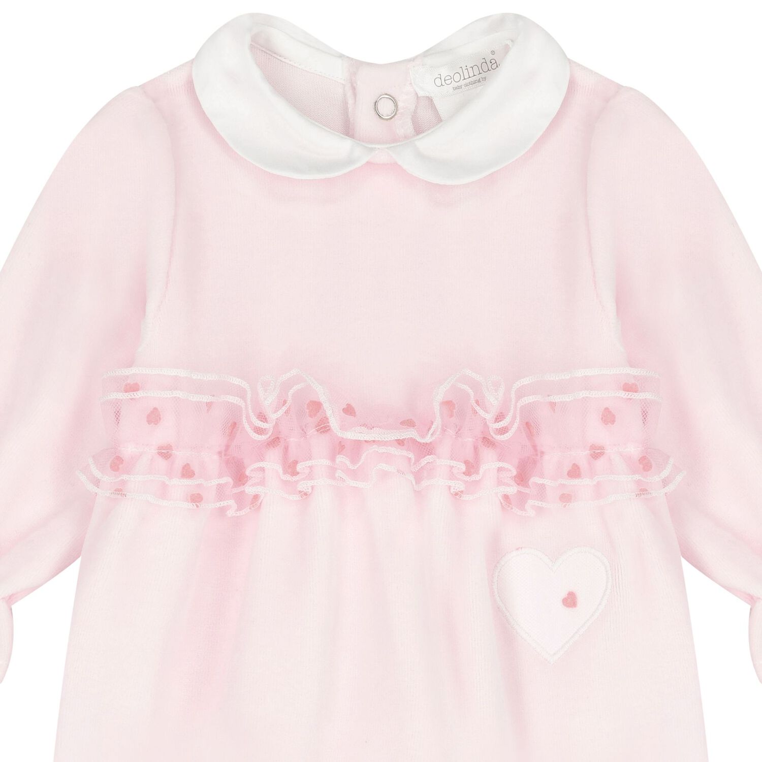 Baby Girls Pink Heart Babygrow, 1, hi-res