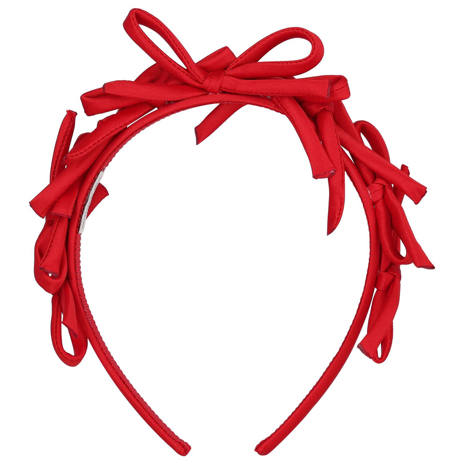 Girls Red Satin Bow Headband, 1, hi-res