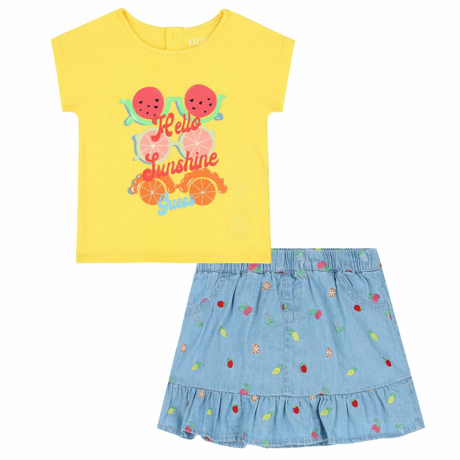 Younger Girls Yellow & Blue Skirt Set, 1, hi-res