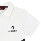 Younger Boys White Logo Polo Shirt, 1, hi-res