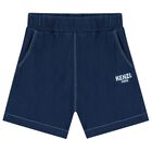 Boys Navy Blue Logo Shorts, 1, hi-res