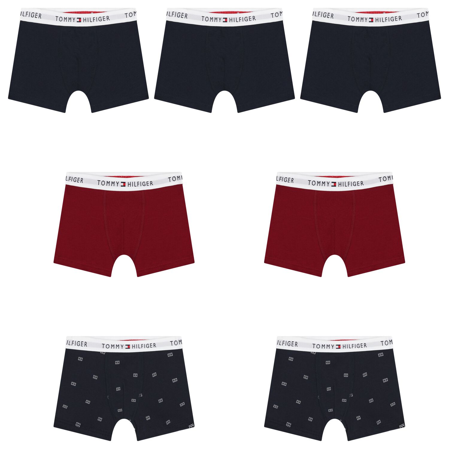 Boys Burgundy & Navy Blue Boxer Shorts (7-Pack), 1, hi-res