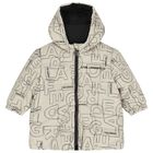 Younger Boys Beige & Black Reversible Puffer Jacket, 1, hi-res
