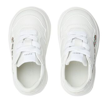 White Web Stripe Logo Trainers