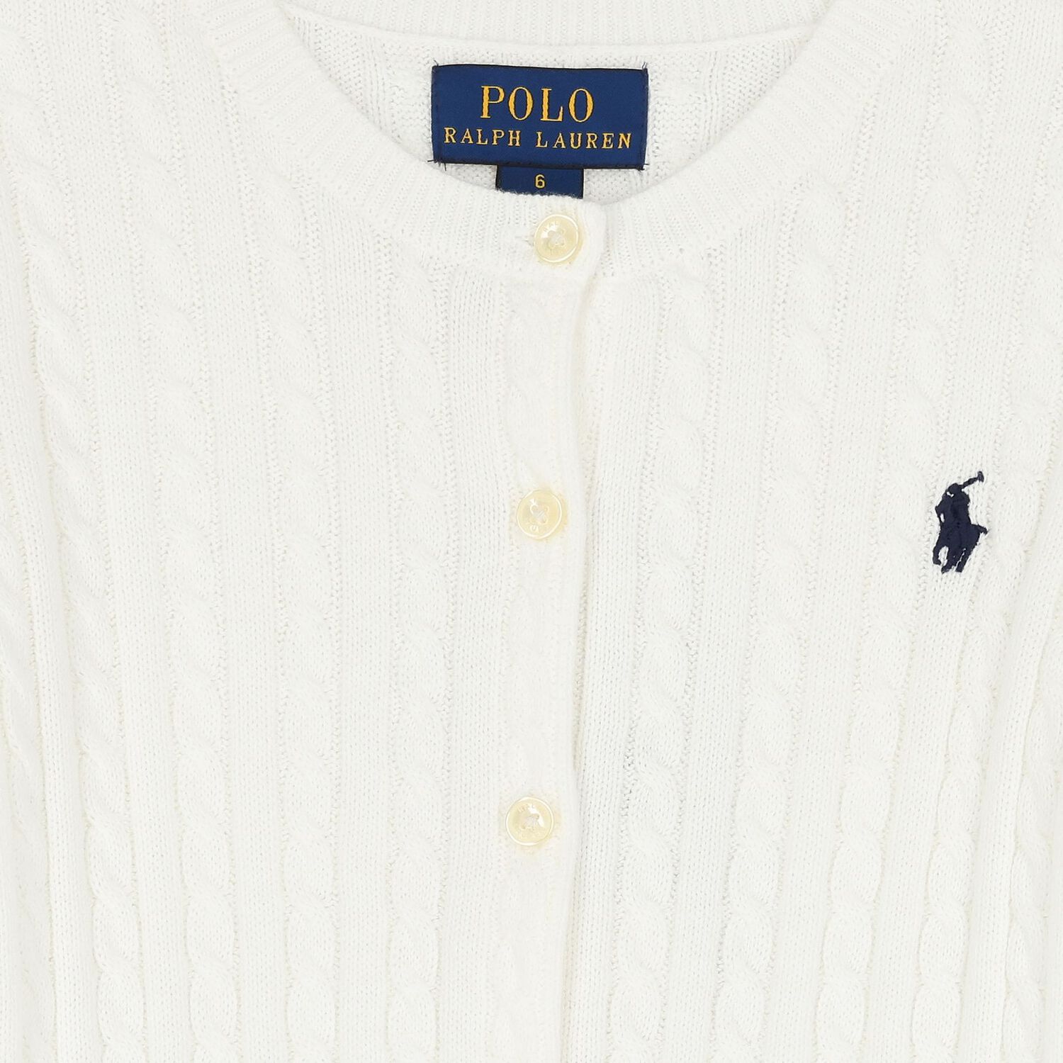 Girls Ivory Logo Cable Knit Cardigan, 1, hi-res