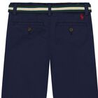 Boys Navy Blue Logo Trousers, 1, hi-res