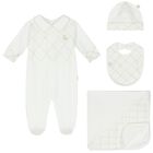 Baby Boys White & Gold Logo Babygrow Gift Set, 1, hi-res