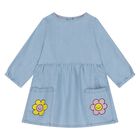 Younger Girls Blue Flower Dress, 1, hi-res