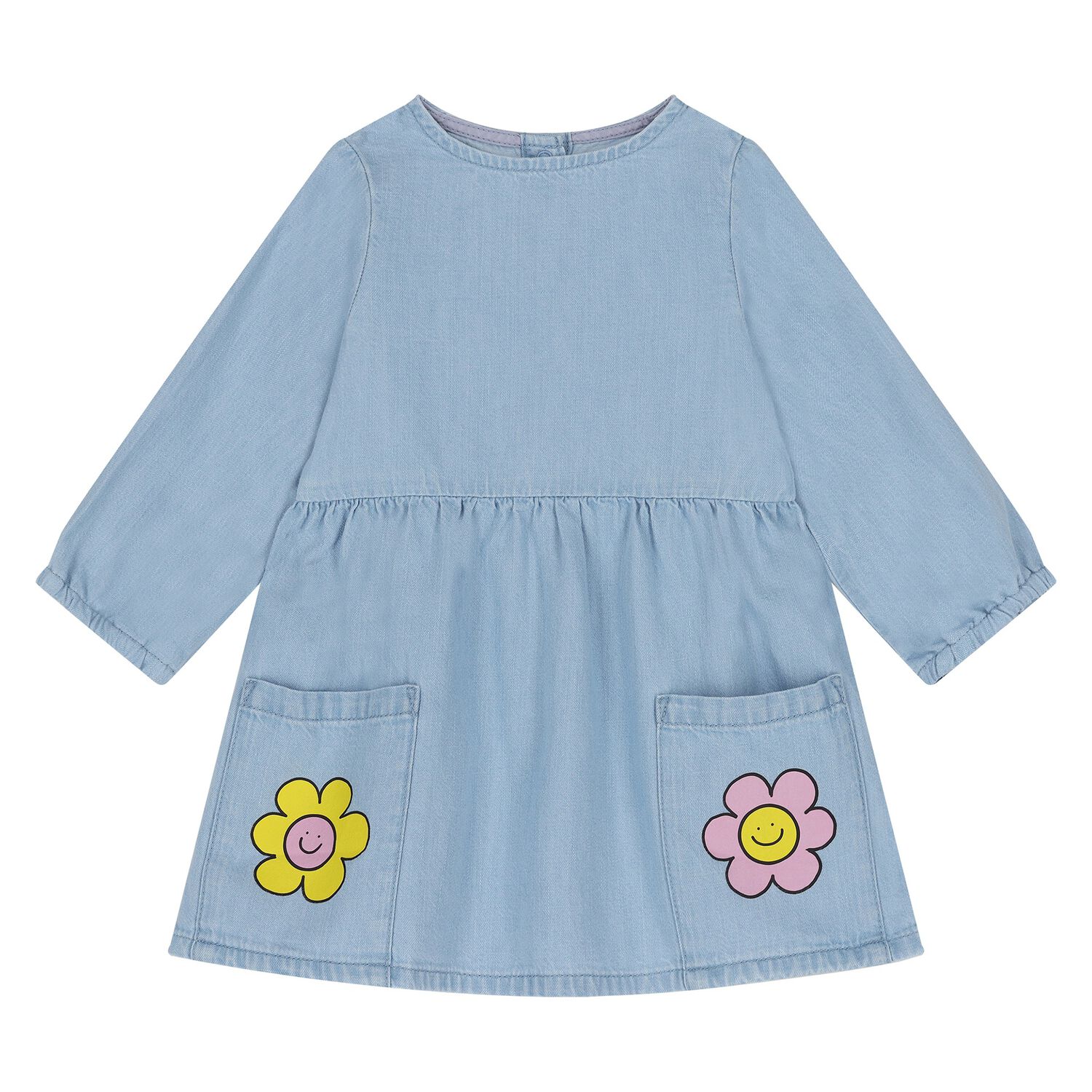 Younger Girls Blue Flower Dress, 1, hi-res