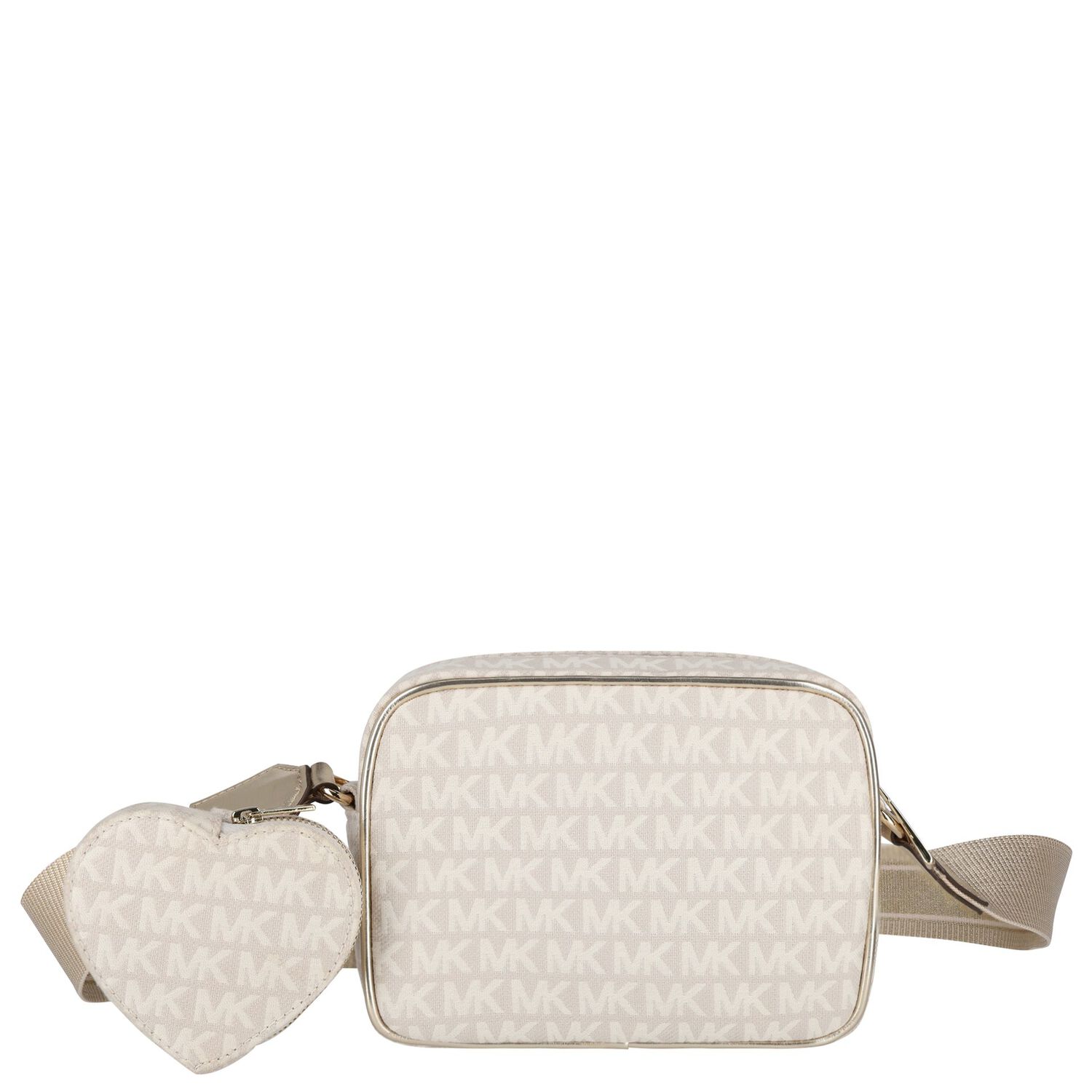 Girls Ivory & Gold Logo Shoulder Bag, 1, hi-res