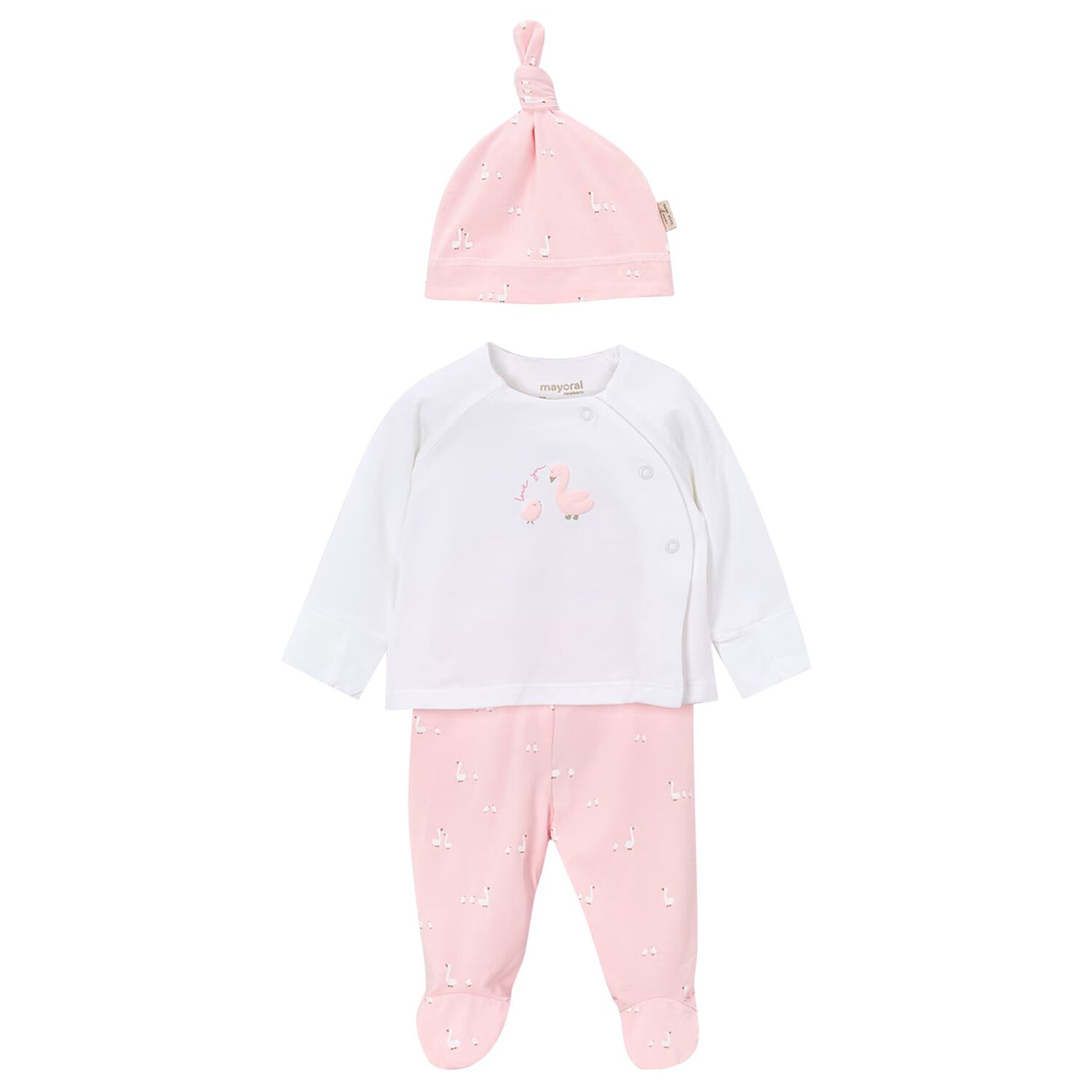 Baby Girls White & Pink 2 Piece Babygrow Set, 2, hi-res
