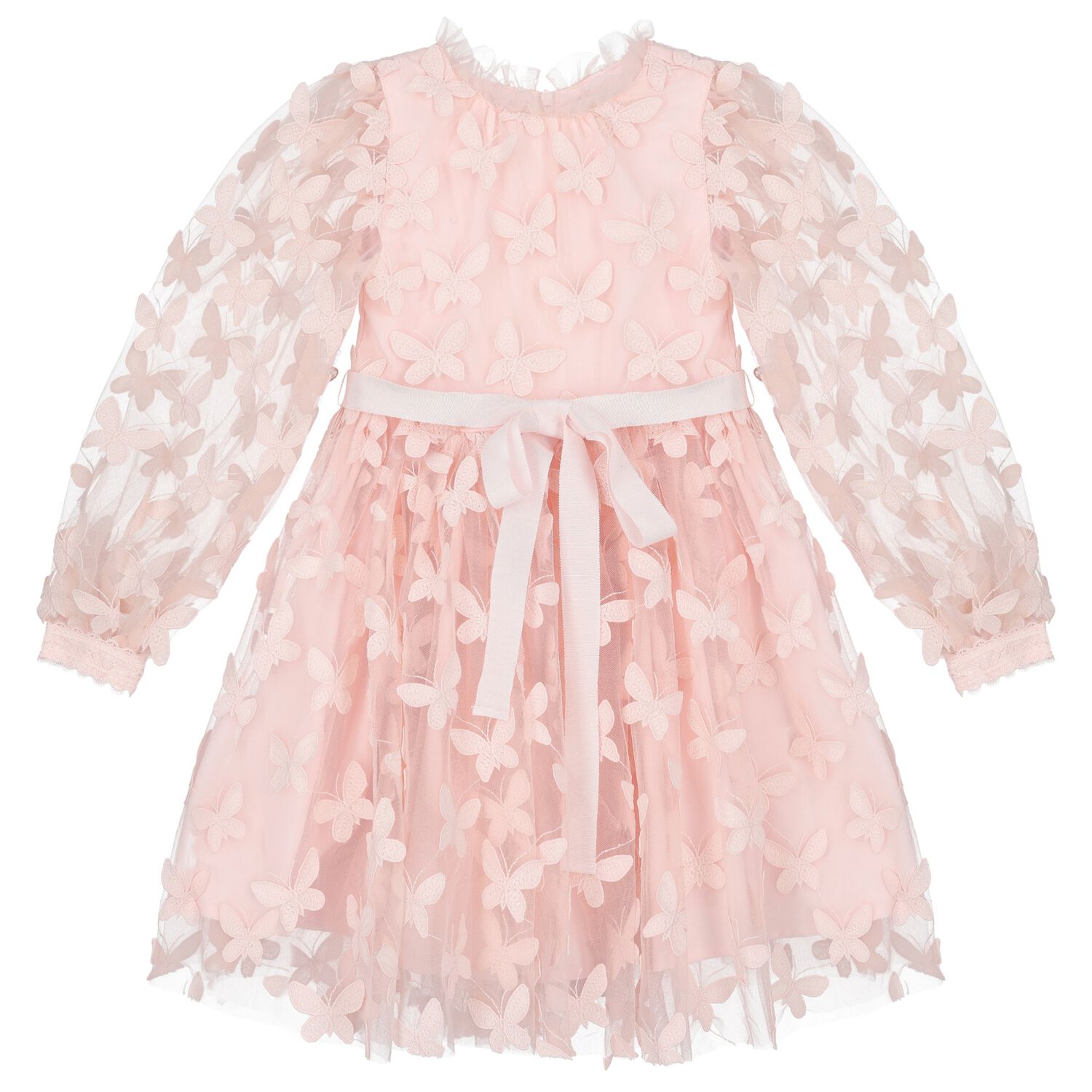 Girls Pink Butterfly Dress, 1, hi-res