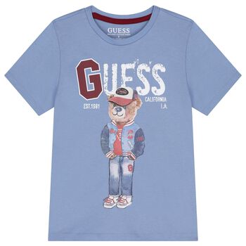 Boys Blue Teddy Bear Logo T-Shirt