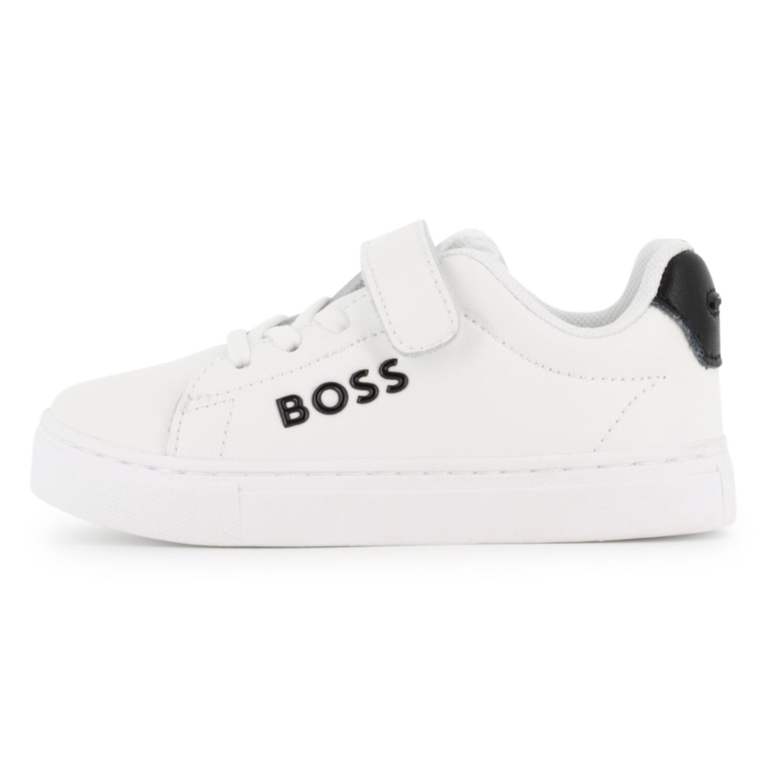 Boys White Logo Trainers, 2, hi-res