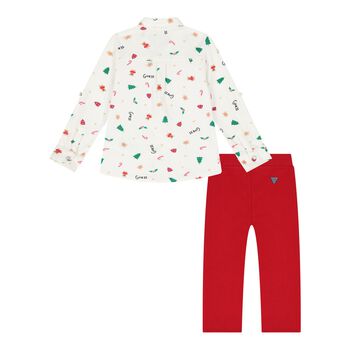 Baby Boys Ivory & Red Festive Trousers Set