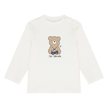 Younger Boys Ivory Teddy bear Long Sleeve Top