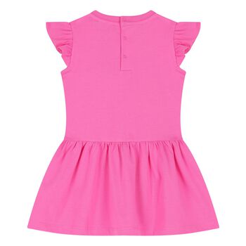 Younger Girls Pink Teddy Bear Logo Dress