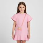 Girls Pink Logo Bag Dress, 4, hi-res