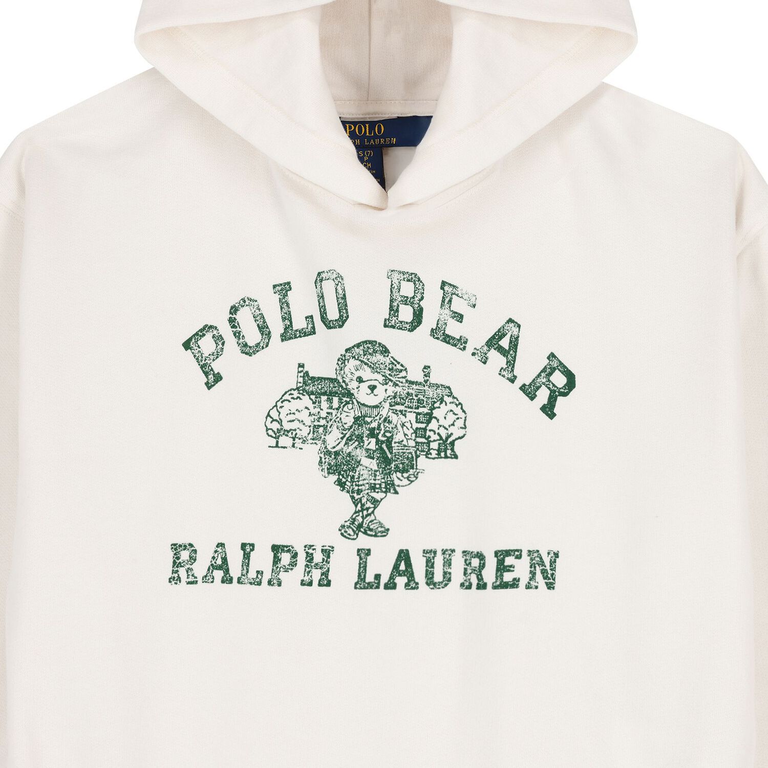 Girls Ivory Logo Polo Bear Hooded Top, 1, hi-res