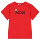 Girls Red Teddy Bear Logo T-Shirt, 2, hi-res