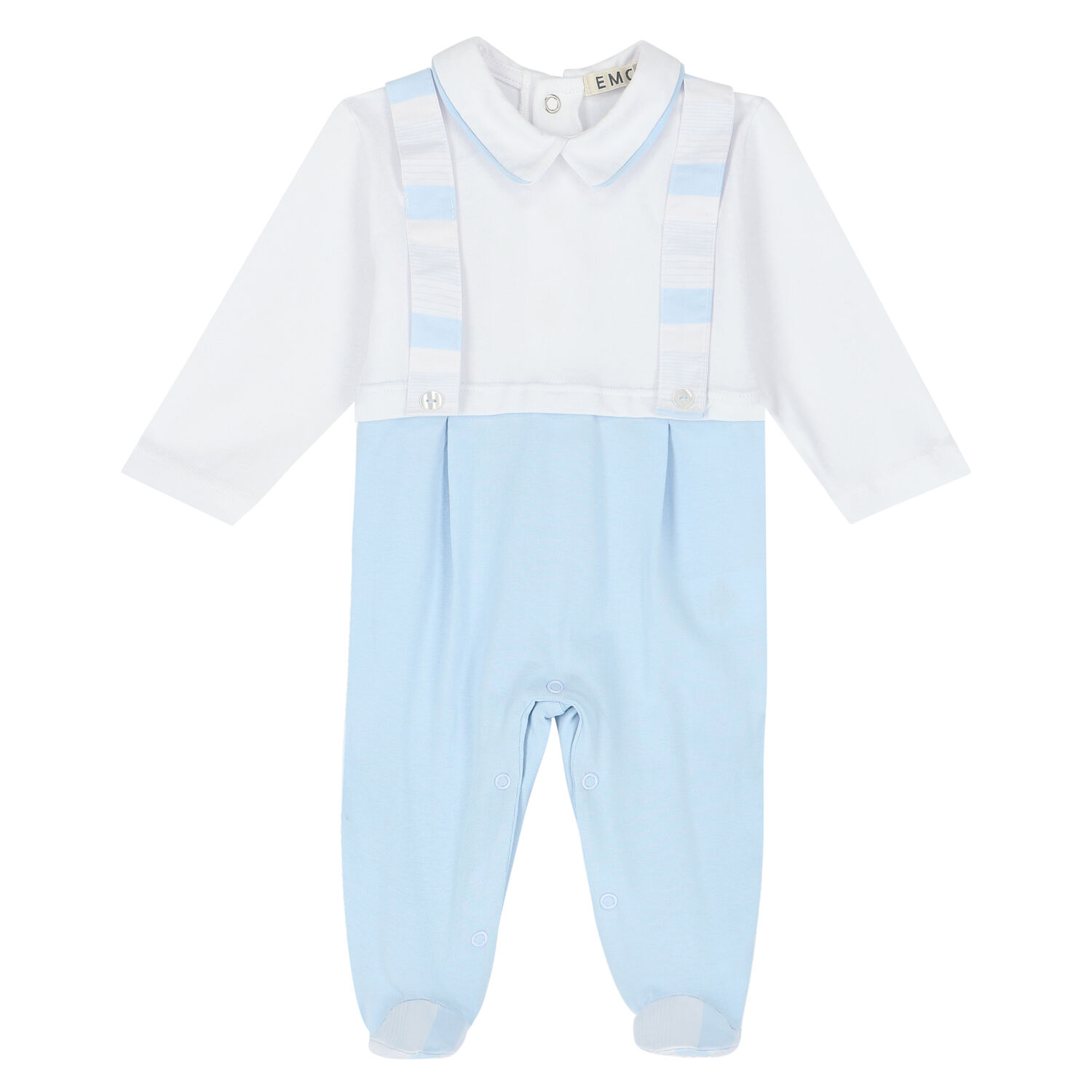 Baby Boys White & Blue Babygrow, 1, hi-res
