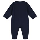 Baby Boys Navy & Gold Logo Babygrow, 2, hi-res